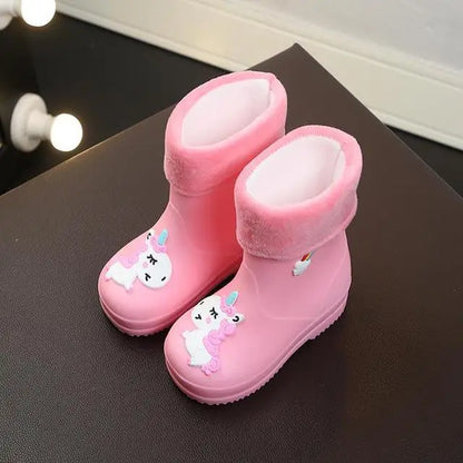 Kids Waterproof PVC Rain Boots with Unicorn Design