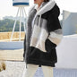 Warm Plush Hooded Coat with Zipper Pockets for Women