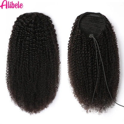 Mongolian Afro Kinky Curly Clip-In Ponytail Extension