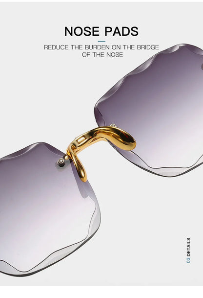 Square Rimless Sunglasses Women Red Plastic UV400