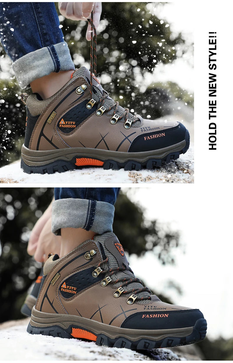 Men's Waterproof Leather Snow Boots Size 39-47