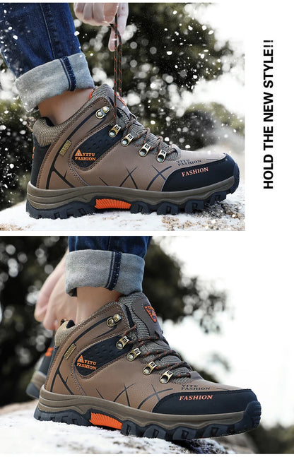 Men's Waterproof Leather Snow Boots Size 39-47