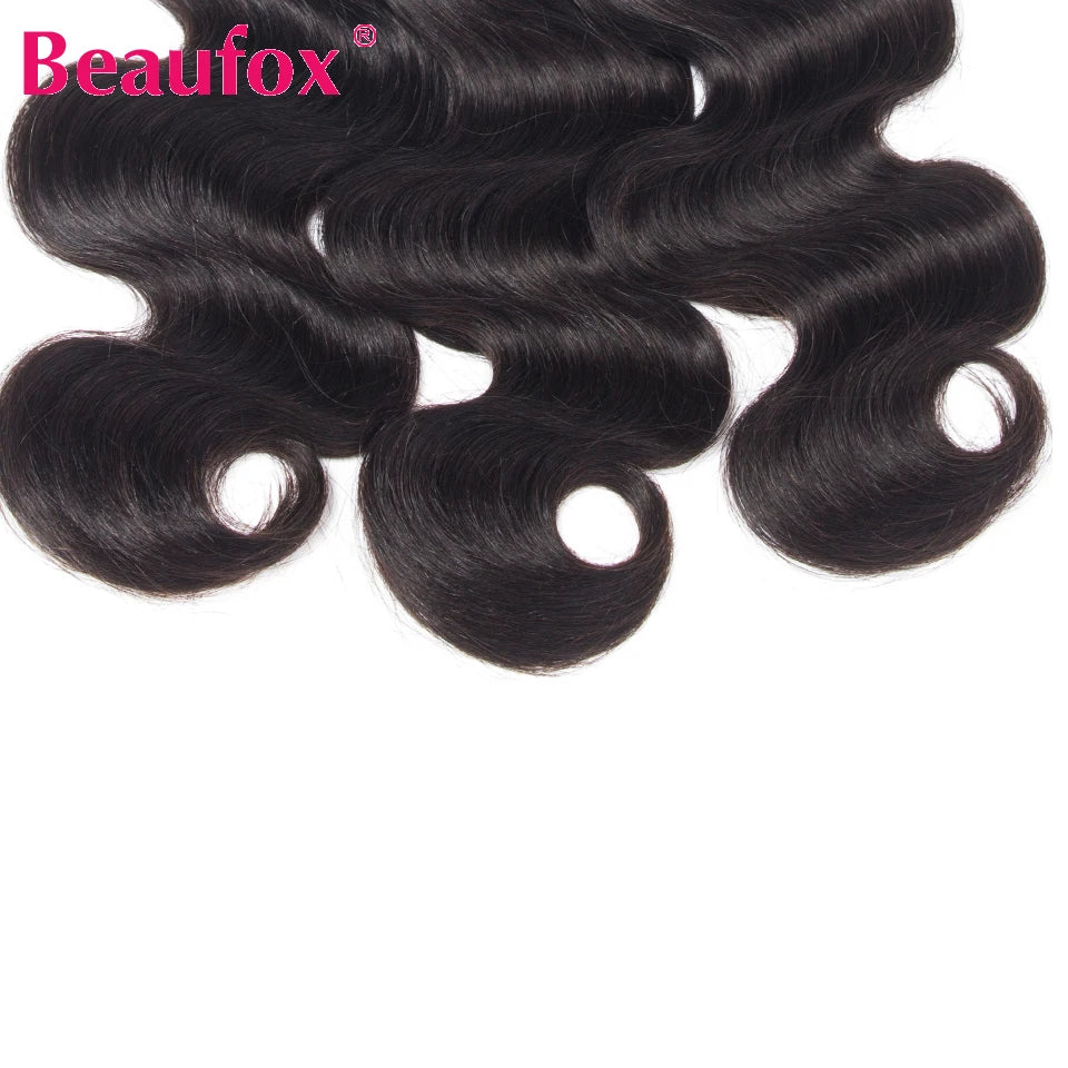 Beaufox Body Wave Brazilian Hair Weave Bundles 8-32 Inch Jet Black