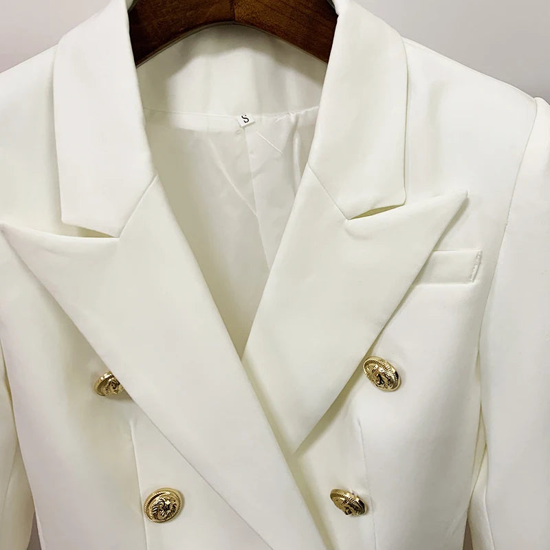 Women's Classic Double Breasted Blazer with Metal Buttons