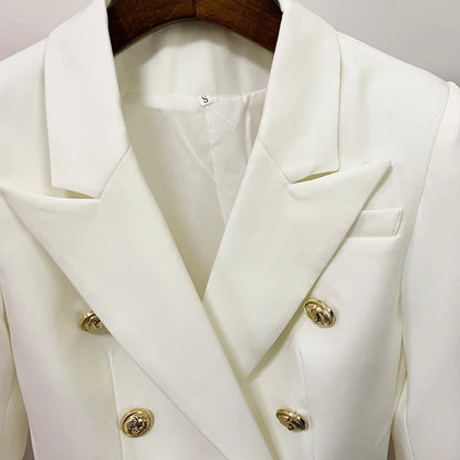 Women's Classic Double Breasted Blazer with Metal Buttons