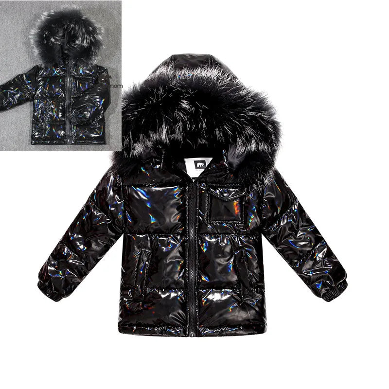 Black Down Winter Parka Jacket for Boys and Girls