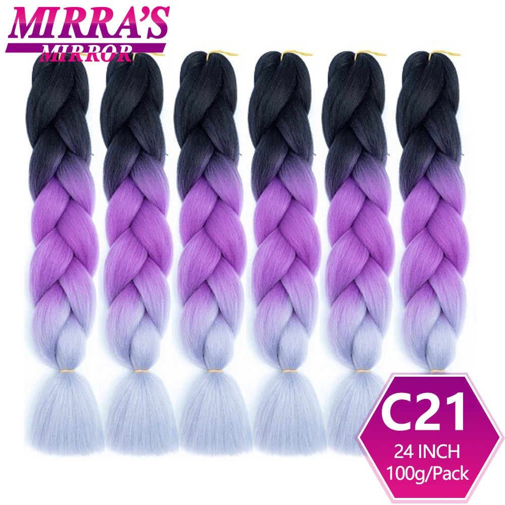 24 Inch Jumbo Braiding Hair Extensions Synthetic Ombre