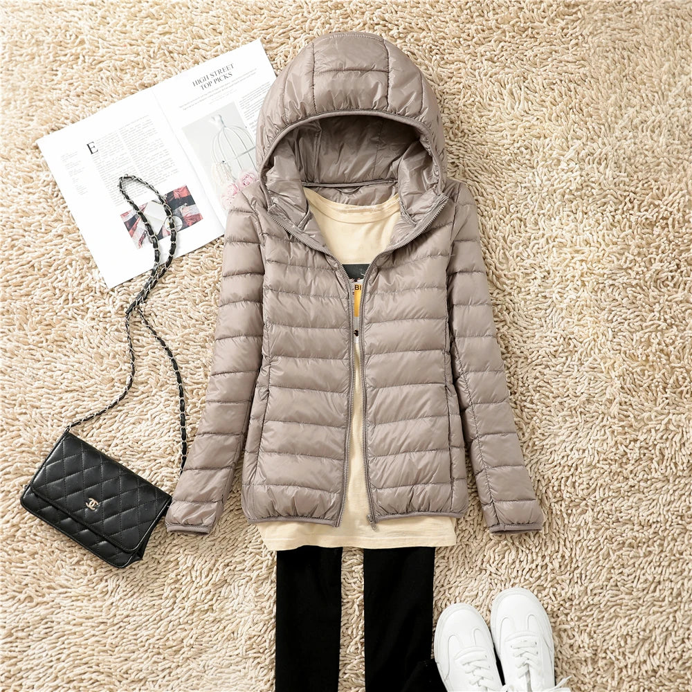 Women Hooded Puffer Jacket Plus Size Lightweight