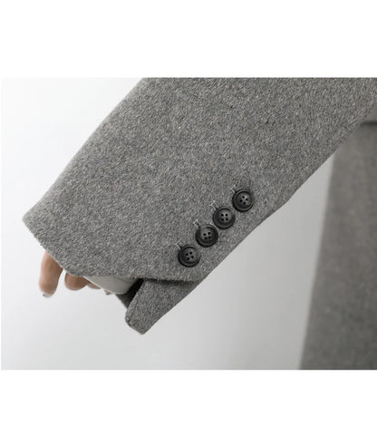 Wool Blend Mid Long Blazer Coat for Women