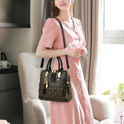 PU Leather Tassel Handbag for Women Large Capacity Tote