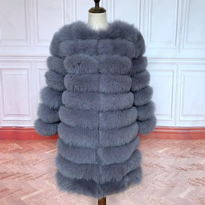4in1 Women Fox Fur Coat Winter Outerwear