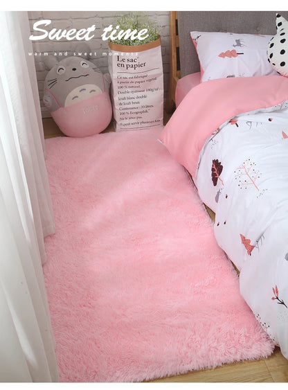 Pink Fluffy Polyester Carpet for Children's Room