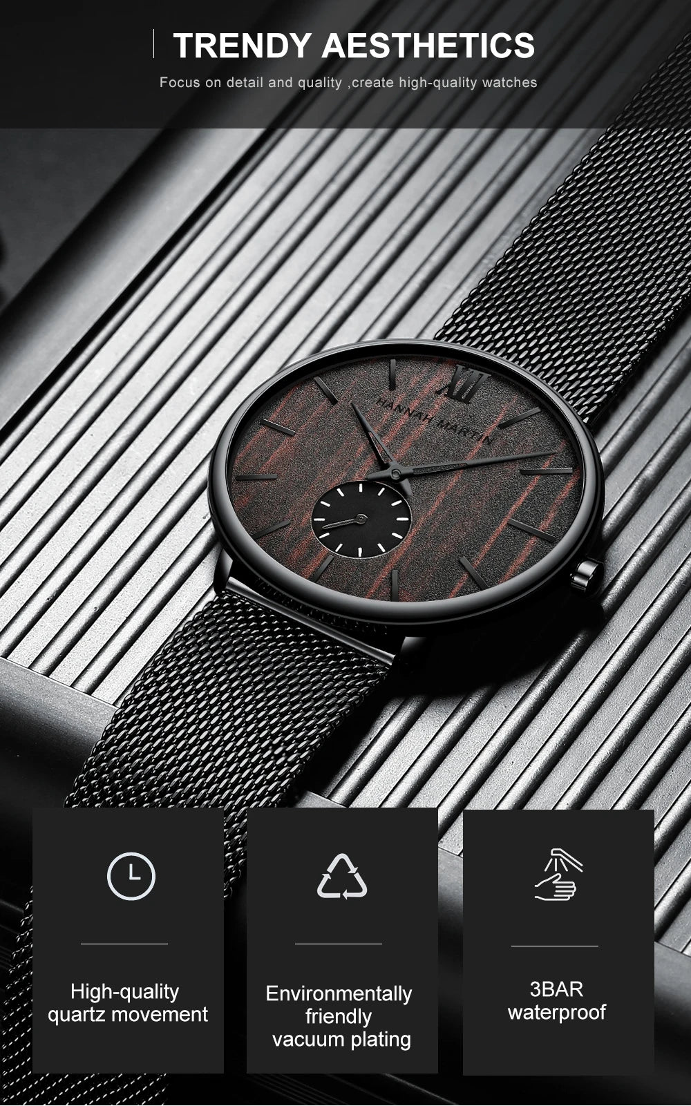 Waterproof Stainless Steel Mesh Quartz Men Watch