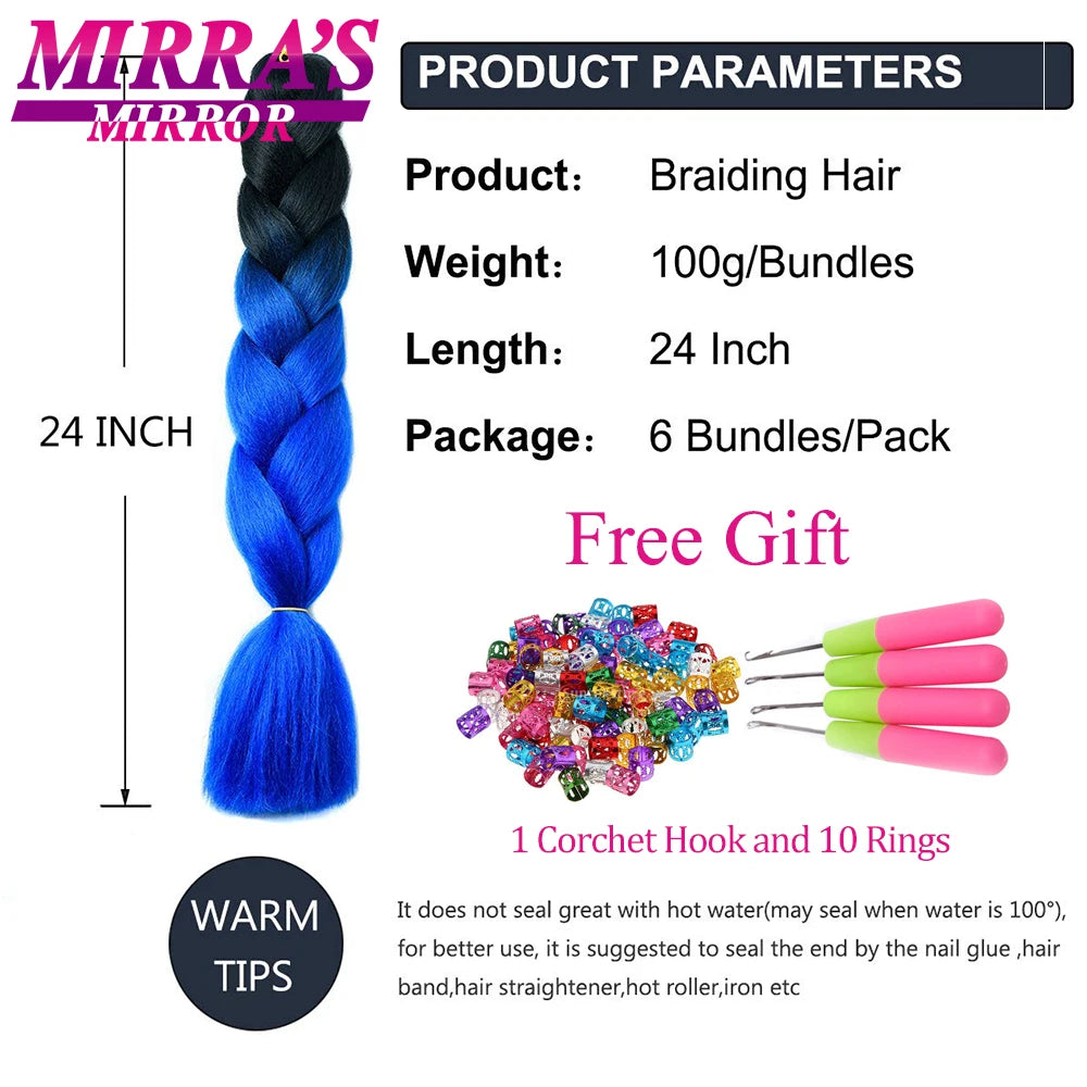 24 Inch Jumbo Braiding Hair Extensions Synthetic Ombre