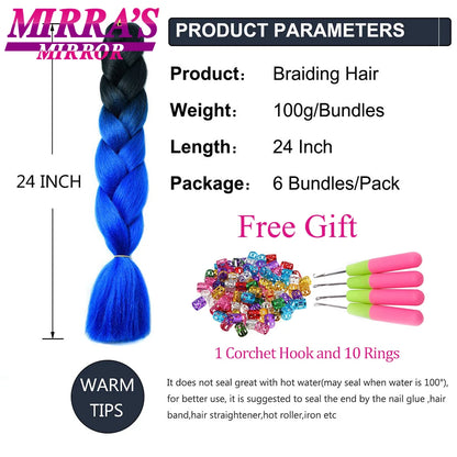 24 Inch Jumbo Braiding Hair Extensions Synthetic Ombre