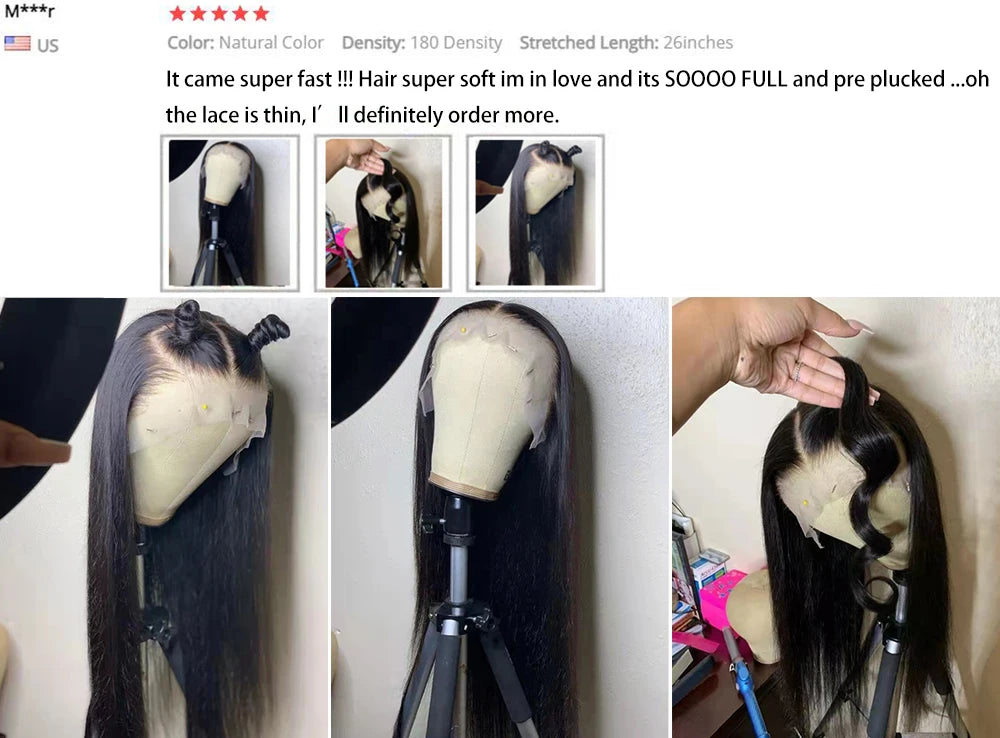 Hd Lace Frontal Wig 30 Inch Bone Straight Human Hair