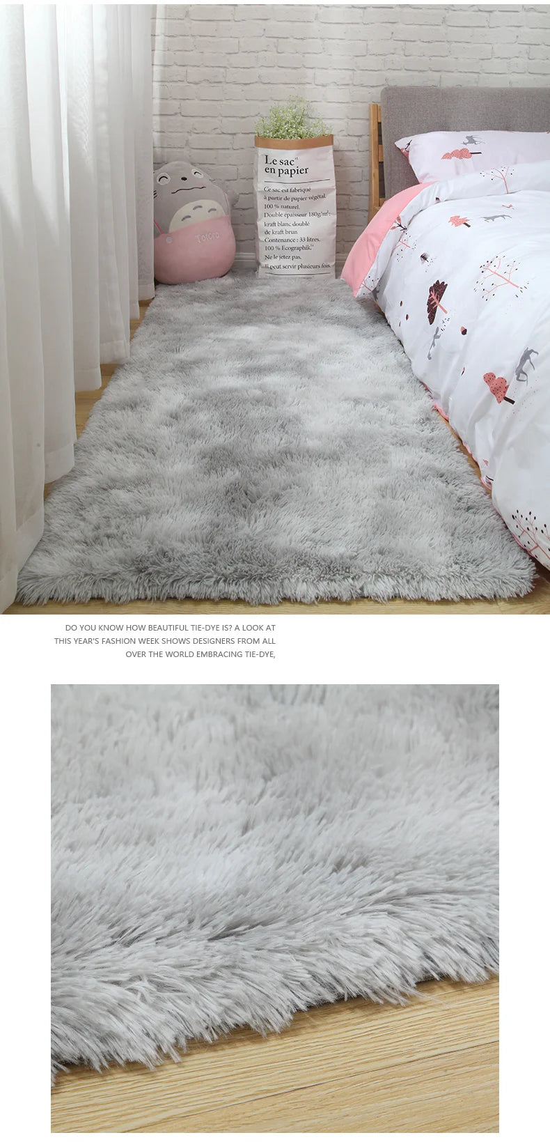 Pink Fluffy Polyester Carpet for Children's Room