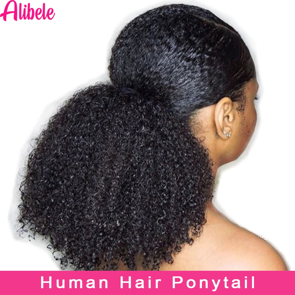 Mongolian Afro Kinky Curly Clip-In Ponytail Extension
