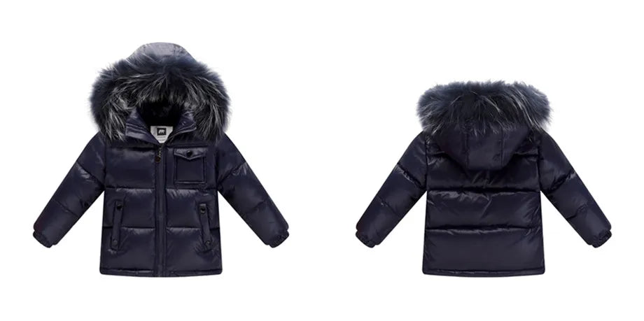 Black Down Winter Parka Jacket for Boys and Girls