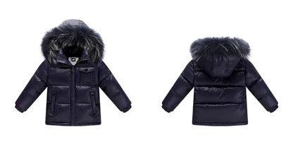 Black Down Winter Parka Jacket for Boys and Girls