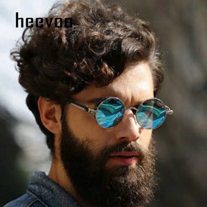 Metal Punk Round Sunglasses for Men and Women