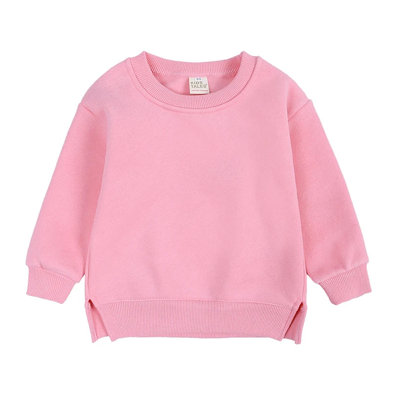 Kids Hooded Sweatshirt Cotton Solid Top for Girls