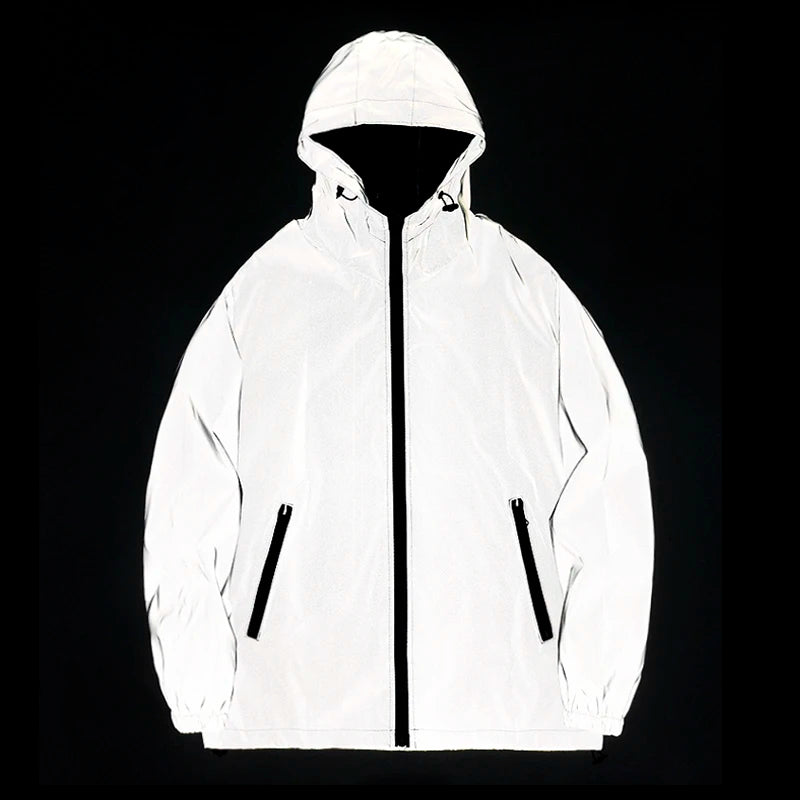 Night Reflective Hooded Windbreaker Jacket Men