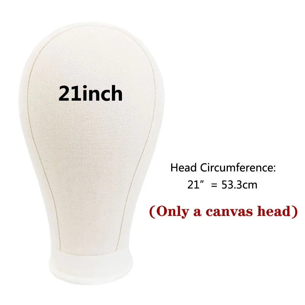 Canvas Wig Stand 21-24 Inch Mannequin Head for Hairstyling
