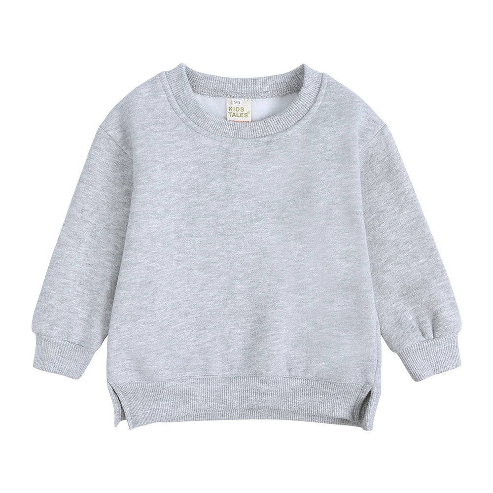 Kids Hooded Sweatshirt Cotton Solid Top for Girls