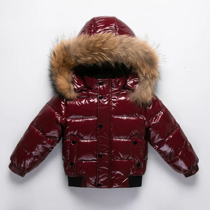 Black Down Winter Parka Jacket for Boys and Girls