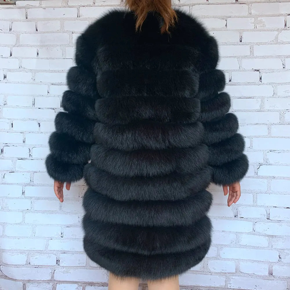 4in1 Women Fox Fur Coat Winter Outerwear