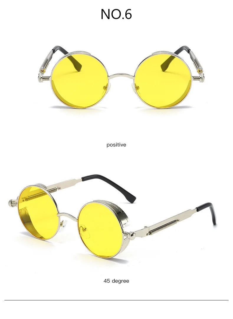 Metal Punk Round Sunglasses for Men and Women