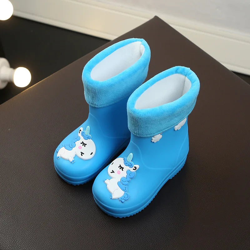 Kids Waterproof PVC Rain Boots with Unicorn Design