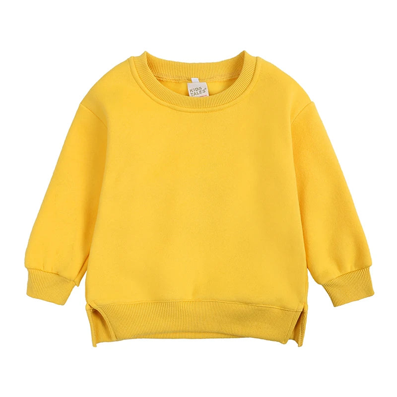 Kids Hooded Sweatshirt Cotton Solid Top for Girls
