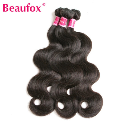 Beaufox Body Wave Brazilian Hair Weave Bundles 8-32 Inch Jet Black