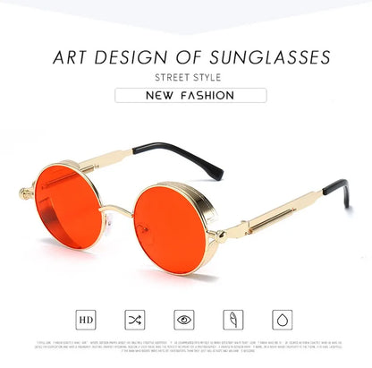 Metal Punk Round Sunglasses for Men and Women