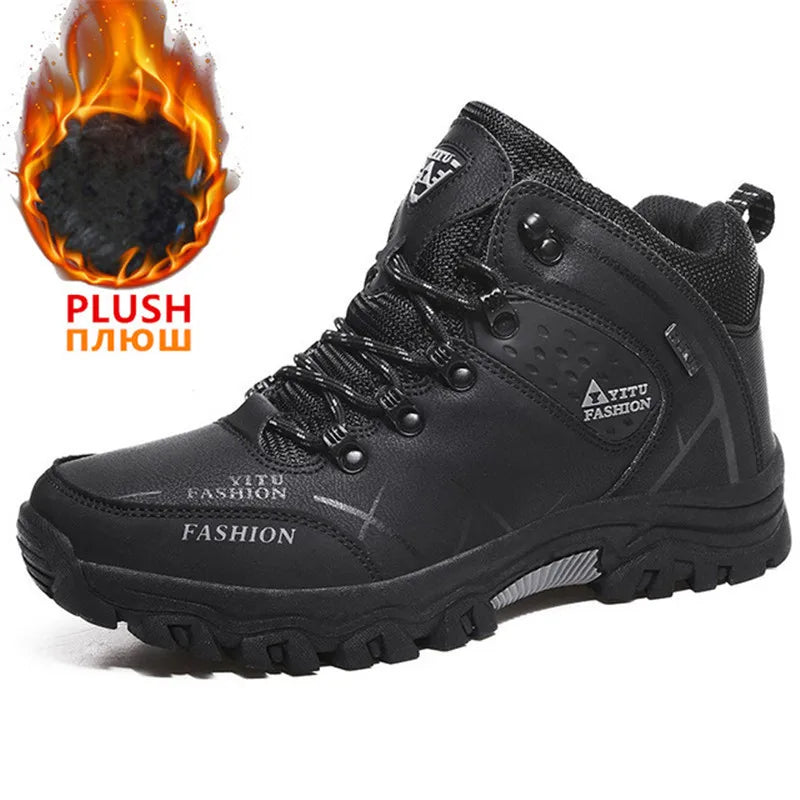 Men's Waterproof Leather Snow Boots Size 39-47