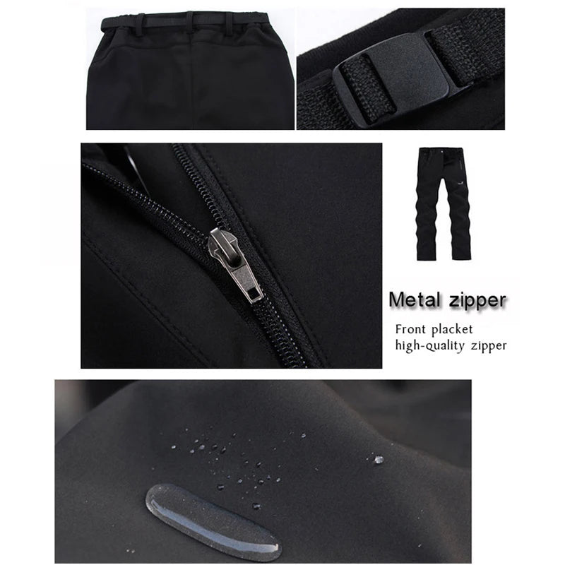 Men's Winter Soft Shell Hiking Pants with Fleece Lining