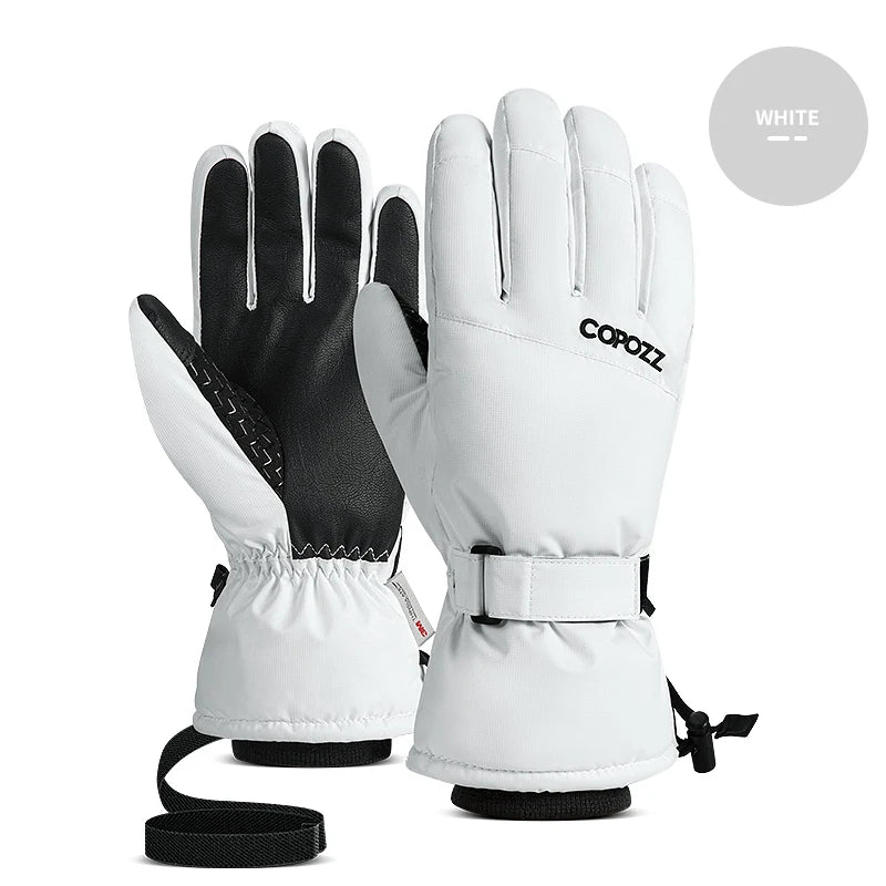 Copozz Waterproof Ultralight Winter Ski Gloves Black White