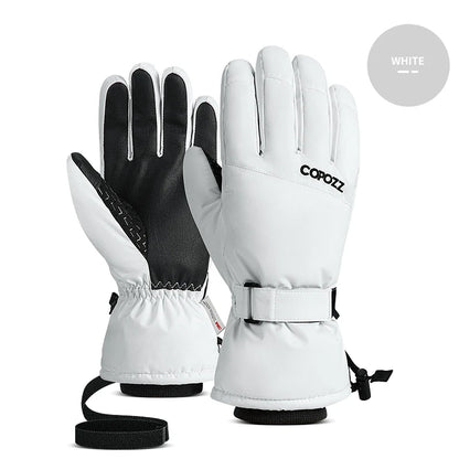 Copozz Waterproof Ultralight Winter Ski Gloves Black White