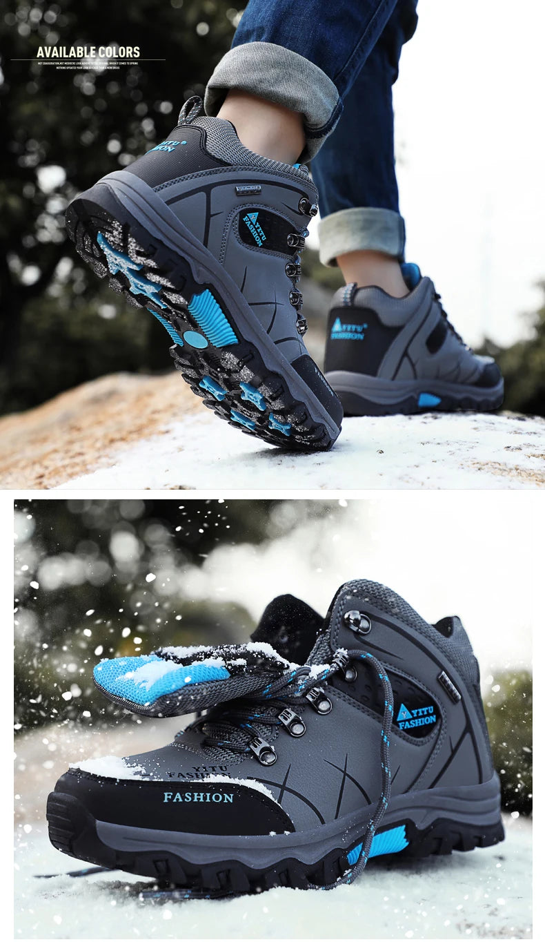 Men's Waterproof Leather Snow Boots Size 39-47