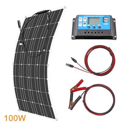 ASUNERGE 12V Flexible Monocrystalline Solar Panel 100W