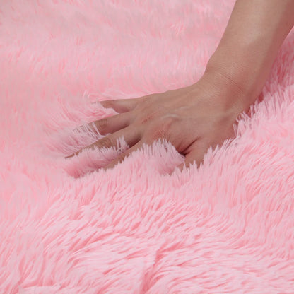 Pink Fluffy Polyester Carpet for Children's Room