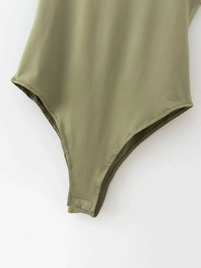 Summer Solid Sexy Bodycon Women Bodysuit Green Slim