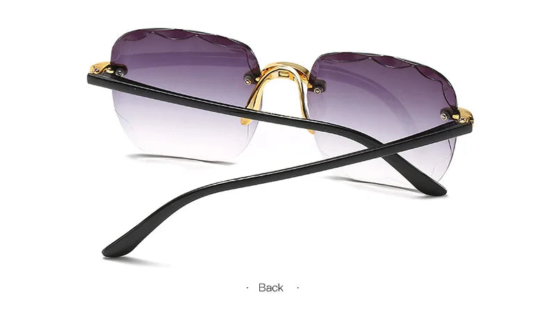 Square Rimless Sunglasses Women Red Plastic UV400