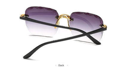 Square Rimless Sunglasses Women Red Plastic UV400