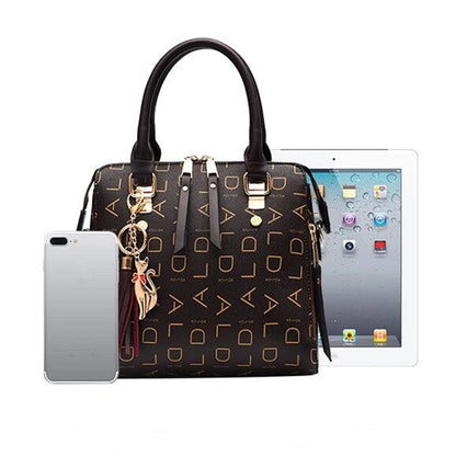 PU Leather Tassel Handbag for Women Large Capacity Tote