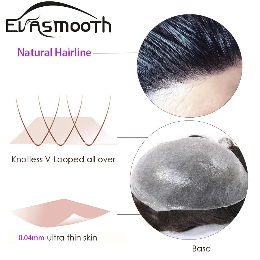 Thin Skin 0.03mm Natural Hair Toupee for Men