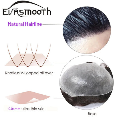 Thin Skin 0.03mm Natural Hair Toupee for Men