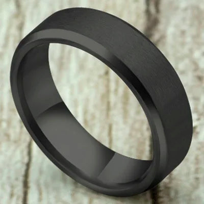Black Classic Titanium Steel Ring for Men